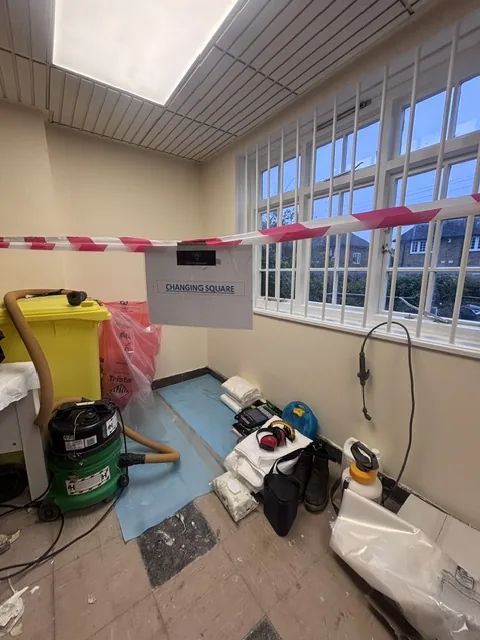 Asbestos floor tile and bitumen removal in Waterloo